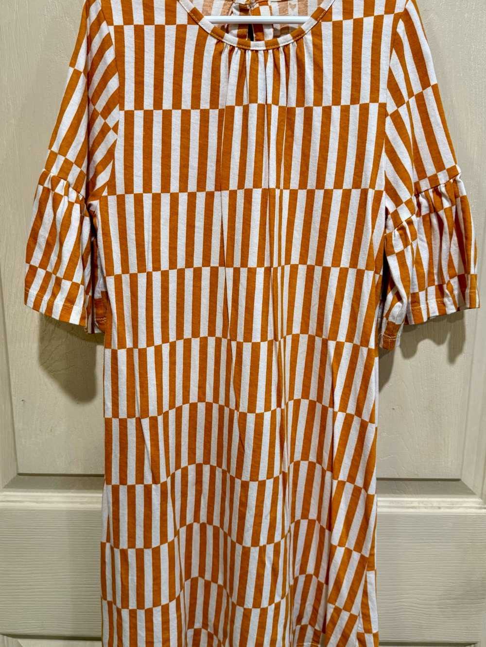Striped Orange and White Knit Dress
